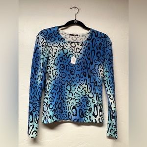Just Woman Blue Animal Print Blouse